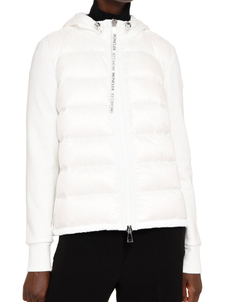 Moncler White Quilted Puff Maglia Cardigan Zip Jacket Size Small As Is